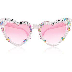 🆕Women Pink Birthday Heart Birthday Girl Sunglasses Happy Birthday Accessories